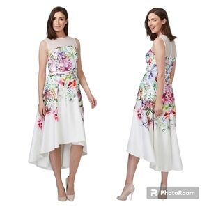 Joseph Ribkoff Floral High-Low Dress - White and Multicolor